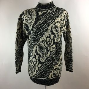 Vintage Gil Aimbez Cream & Black Chenille Sweater